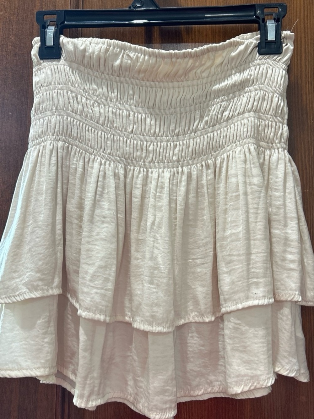 Smocked Tiered Mini Skirt in Cream